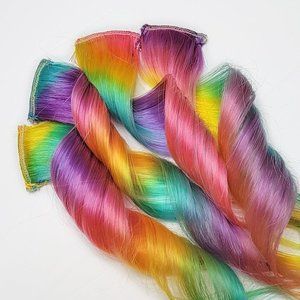 Remy Human Hair Extensions Clip in Pastel Rainbow Prism Highlights
